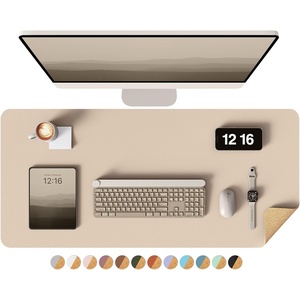 YSAGi Double-Sided Cork PU Leather Waterproof Desk Pad Protector for Office(Beige/Cork)