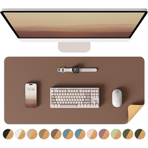 YSAGi Double-Sided Cork PU Leather Waterproof Desk Pad Protector for Office(Coffee+cork)