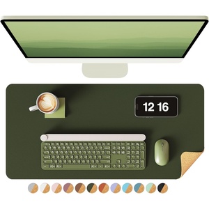 YSAGi Double-Sided Cork PU Leather Waterproof Desk Pad Protector for Office(Dark Green/Cork)