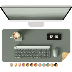 YSAGi Double-Sided Cork PU Leather Waterproof Desk Pad Protector for Office(Jungle Green)