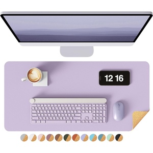 YSAGi Double-Sided Cork PU Leather Waterproof Desk Pad Protector for Office(Light Purple)