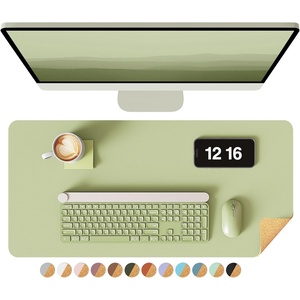 YSAGi Double-Sided Cork PU Leather Waterproof Desk Pad Protector for Office(Matcha Green/Cork)