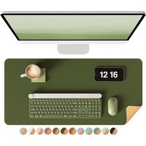 YSAGi Double-Sided Cork PU Leather Waterproof Desk Pad Protector for Office(Olive Green+cork)