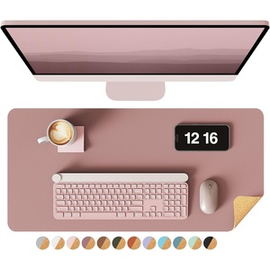 YSAGi Double-Sided Cork PU Leather Waterproof Desk Pad Protector for Office(Pale Mauve/Cork)