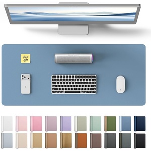 YSAGi Leather Office Desk Pad Protector, Large Mouse Pad, Non-Slip, PU Leather, Laptop Desk Blotter, Waterproof Writing Pad for Office and Home, Black, 23.6″ x 13.8″(Blue)