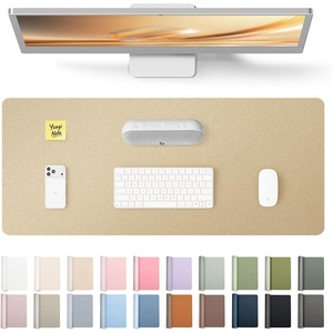 YSAGi Leather Office Desk Pad Protector, Large Mouse Pad, Non-Slip, PU Leather, Laptop Desk Blotter, Waterproof Writing Pad for Office and Home, Black, 23.6″ x 13.8″(Gold)