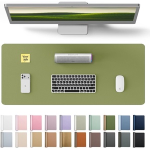 YSAGi Leather Office Desk Pad Protector, Large Mouse Pad, Non-Slip, PU Leather, Laptop Desk Blotter, Waterproof Writing Pad for Office and Home, Black, 23.6″ x 13.8″(Green)