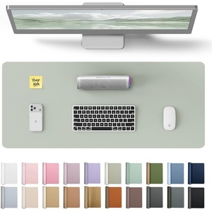 YSAGi Leather Office Desk Pad Protector, Large Mouse Pad, Non-Slip, PU Leather, Laptop Desk Blotter, Waterproof Writing Pad for Office and Home, Black, 23.6″ x 13.8″(Grayish Green)