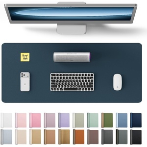 YSAGi Leather Office Desk Pad Protector, Large Mouse Pad, Non-Slip, PU Leather, Laptop Desk Blotter, Waterproof Writing Pad for Office and Home, Black, 23.6″ x 13.8″(Dark Blue)