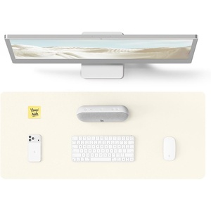 YSAGi Leather Office Desk Pad Protector, Large Mouse Pad, Non-Slip, PU Leather, Laptop Desk Blotter, Waterproof Writing Pad for Office and Home, Black, 23.6″ x 13.8″(Cream)