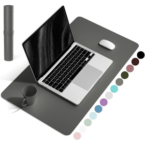 YSAGi Non-Slip Leather Desk Pad, Waterproof Laptop Computer Desk Keyboard Mat, Table Protector Blotter Mat, Large Mouse Pad for Office/Work/Home/Decor(Pink, 23.6″ x 13.7″)(Dark Gray)