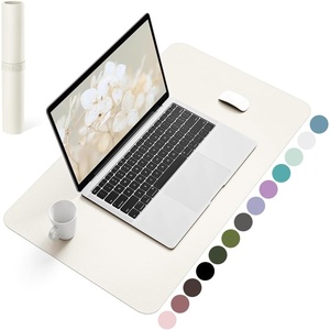 YSAGi Non-Slip Leather Desk Pad, Waterproof Laptop Computer Desk Keyboard Mat, Table Protector Blotter Mat, Large Mouse Pad for Office/Work/Home/Decor(Pink, 23.6″ x 13.7″)(Cream)
