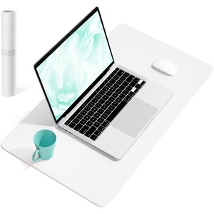 YSAGi Non-Slip Leather Desk Pad, Waterproof Laptop Computer Desk Keyboard Mat, Table Protector Blotter Mat, Large Mouse Pad for Office/Work/Home/Decor(Pink, 23.6″ x 13.7″)(White)