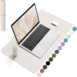 YSAGi Non-Slip Leather Desk Pad, Waterproof Laptop Computer Desk Keyboard Mat, Table Protector Blotter Mat, Large Mouse Pad for Office/Work/Home/Decor(Pink, 23.6″ x 13.7″)(Apricot Gray)