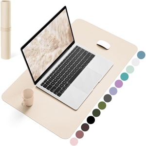 YSAGi Non-Slip Leather Desk Pad, Waterproof Laptop Computer Desk Keyboard Mat, Table Protector Blotter Mat, Large Mouse Pad for Office/Work/Home/Decor(Pink, 23.6″ x 13.7″)(Beige)